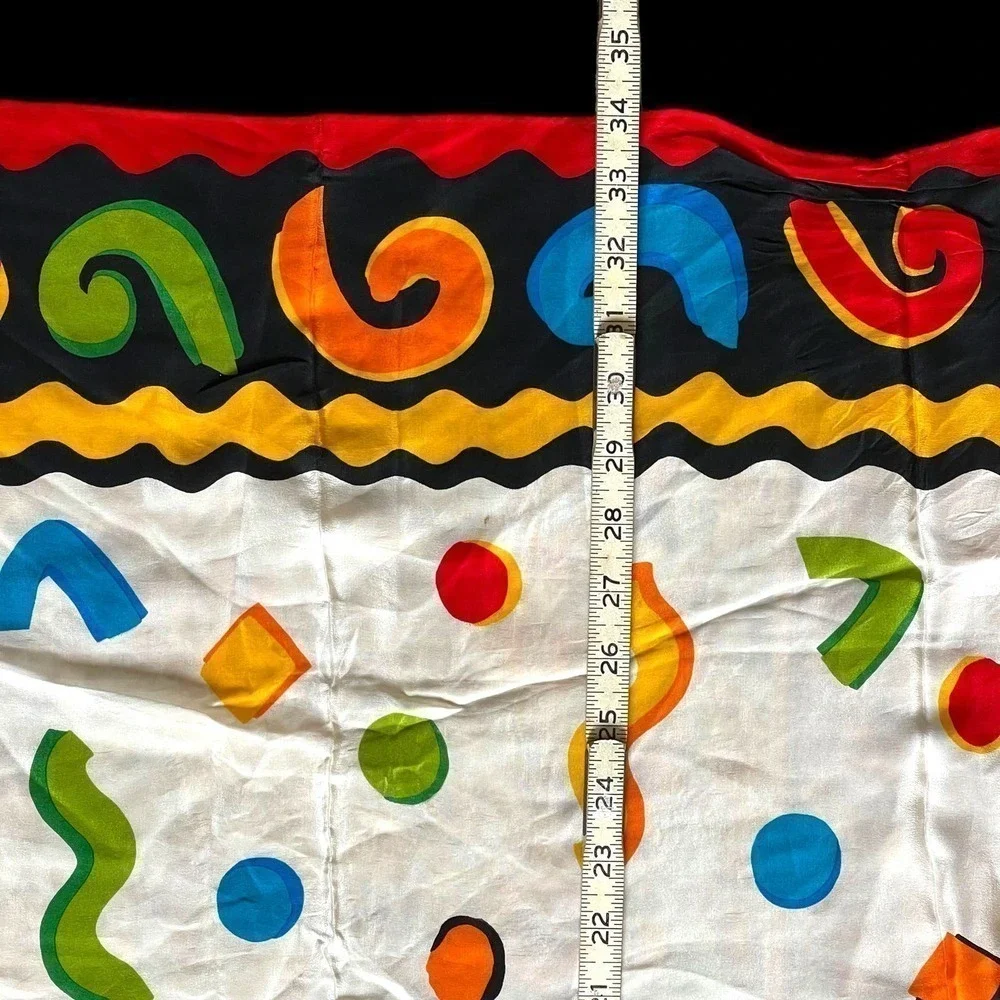 Vintage 1990s Echo Silk Graphic Pattern Square Scarf Classic Saved by the Bell